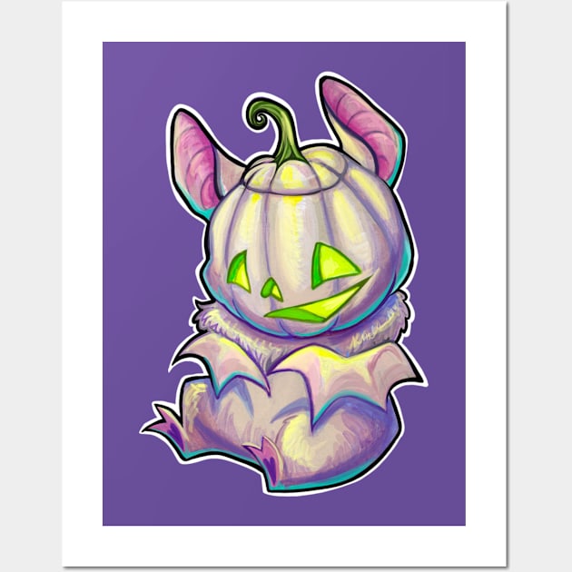 Pastel pumpkin bat Wall Art by BiancaRomanStumpff